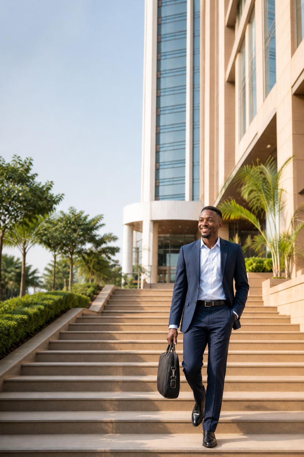 Ugandan professional in an active everyday setting